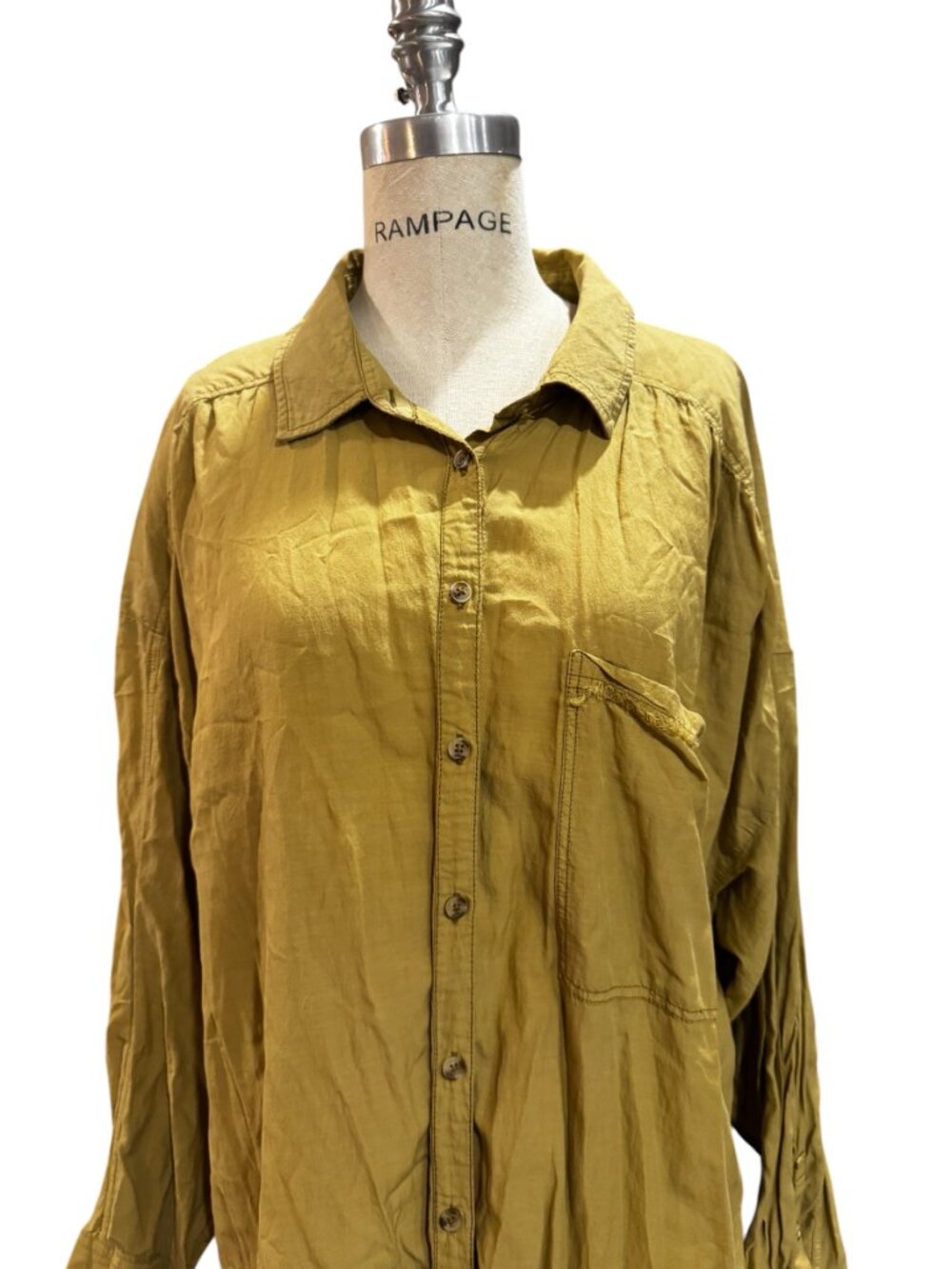 Pilcro Airy Oversized Mustard Button Down Tunic Shirt XL - Picture 3 of 6